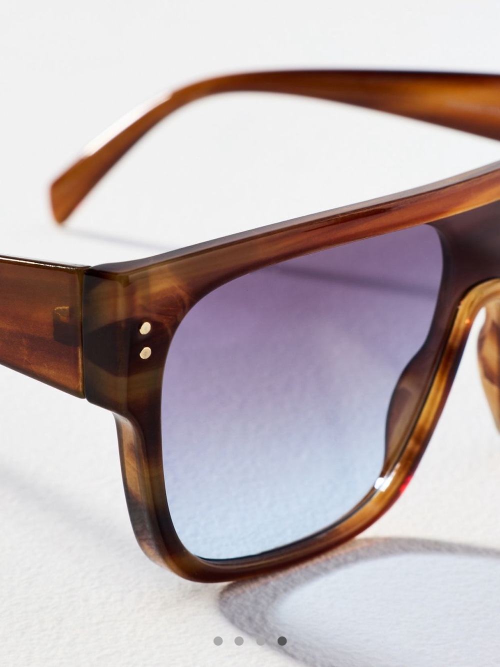 Anthropologie Brown Tortoiseshell Shield Sunglasses with Gradient Smoke Lenses - Picture 12 of 16